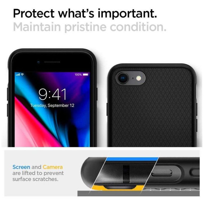 Etui do iPhone 7, 8, SE 2020, SE 2022, Liquid Air, Czarny, Black, Spigen