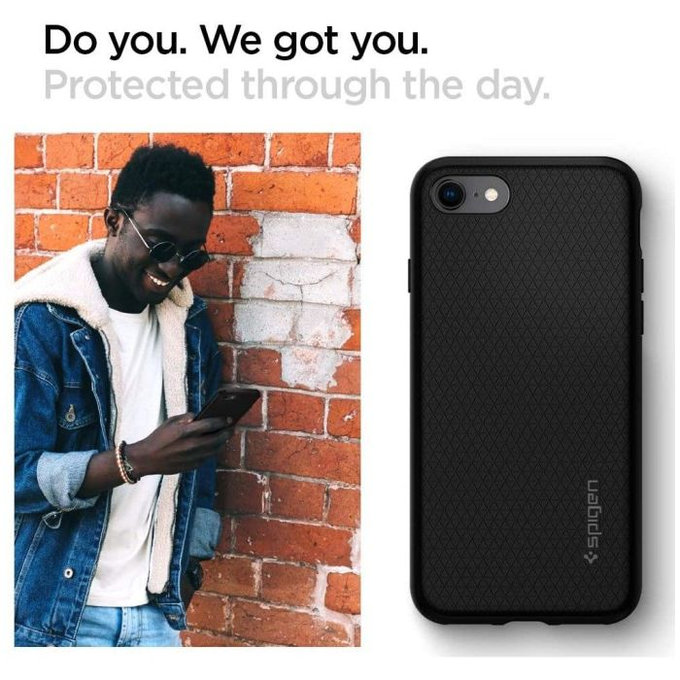Etui do iPhone 7, 8, SE 2020, SE 2022, Liquid Air, Czarny, Black, Spigen