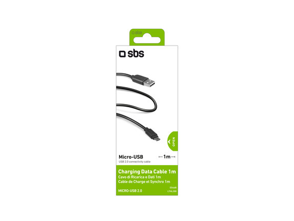 Kabel do ładowania danych USB-A – Micro-USB 2.0, 1m, 5W, Czarny, Black, SBS