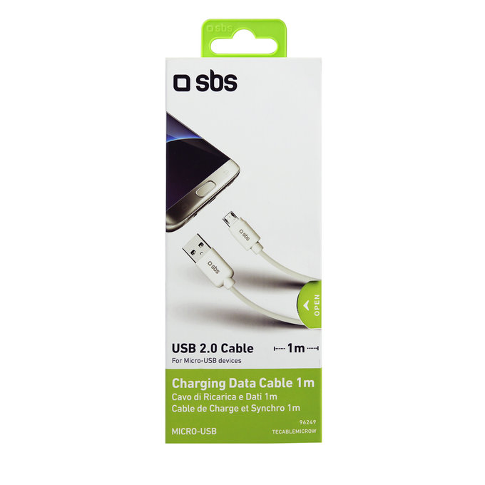 Kabel Micro-USB / USB (1m), Biały, White, SBS