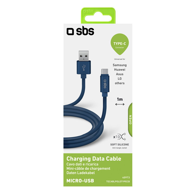 Kabel USB-C / USB (1m), Biały, White, SBS