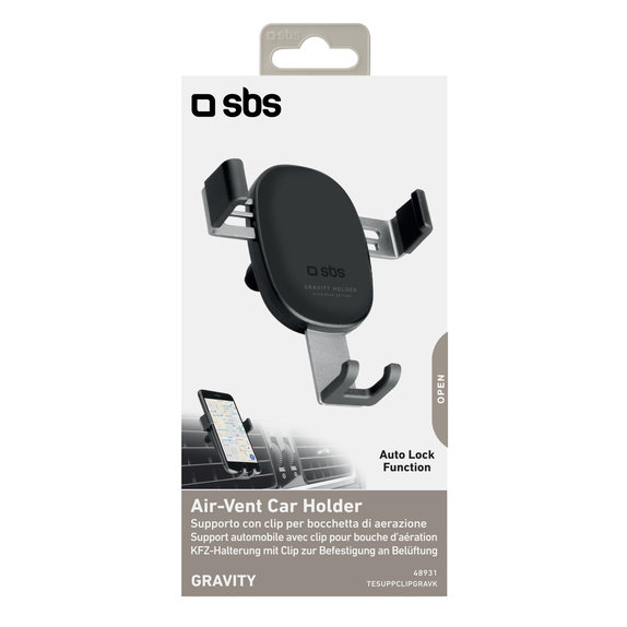Uchwyt Samochodowy Grawitacyjny Universalny Vent, czarny, black, SBS