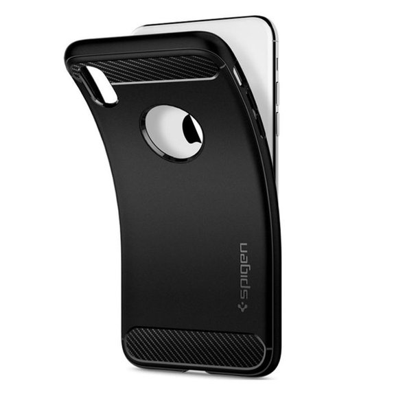Etui do iPhone XR, Rugged Armor, Czarny, Black, Spigen