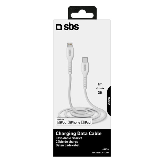 Kabel Lightning / USB-C (1m), czarny, black, SBS