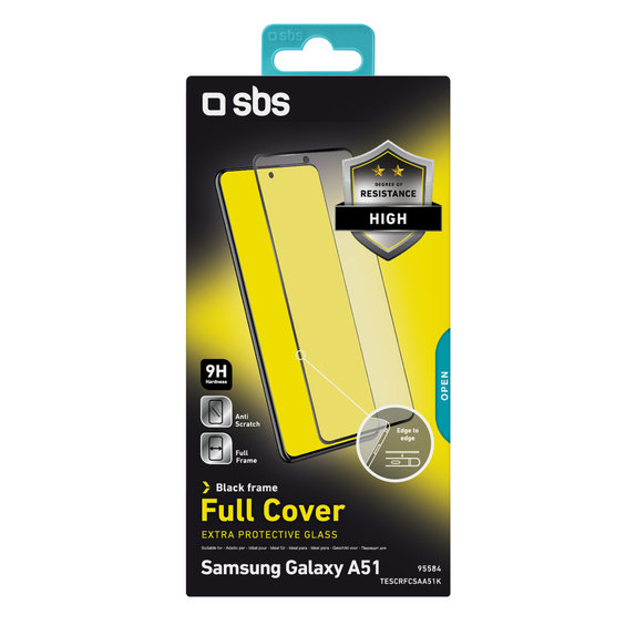 Szklo hartowane do Samsung A51, A52, A52 5G, Full Cover, Czarny, Black, SBS