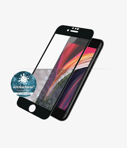 Szklo hartowane do iPhone 6, 6s, 7, 8, SE 2020, SE 2022, Case Friendly AB, Czarny, Black, PanzerGlass