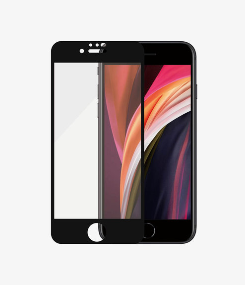 Szklo hartowane do iPhone 6, 6s, 7, 8, SE 2020, SE 2022, Case Friendly AB, Czarny, Black, PanzerGlass