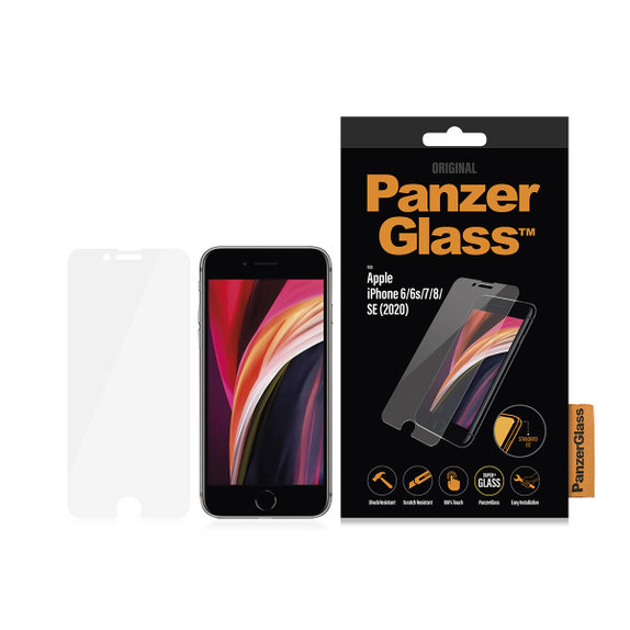 Szklo hartowane do iPhone SE 2020, 8, 7, 6s, 6, Standard Fit, Przezroczysty, Transparent, PanzerGlass