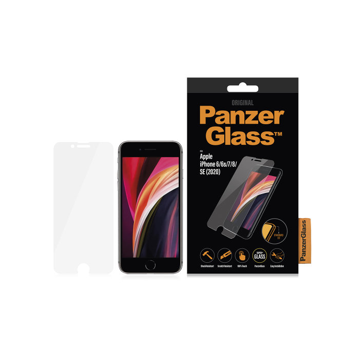 Szklo hartowane do iPhone SE 2020, 8, 7, 6s, 6, Standard Fit, Przezroczysty, Transparent, PanzerGlass