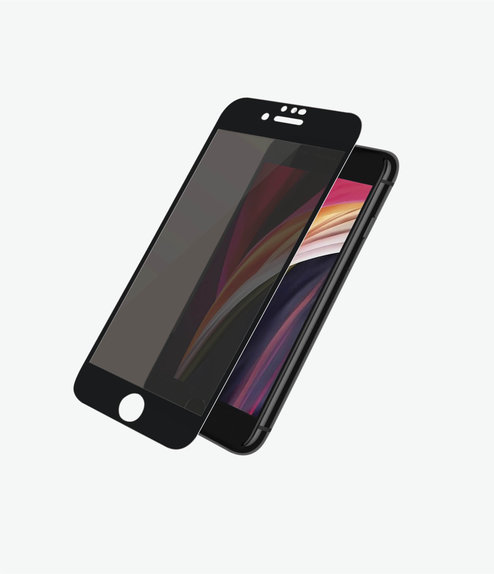 Szklo hartowane do iPhone 6, 6s, 7, 8, SE 2020, SE 2022, Privacy Case Friendly, Czarny, Black, PanzerGlass