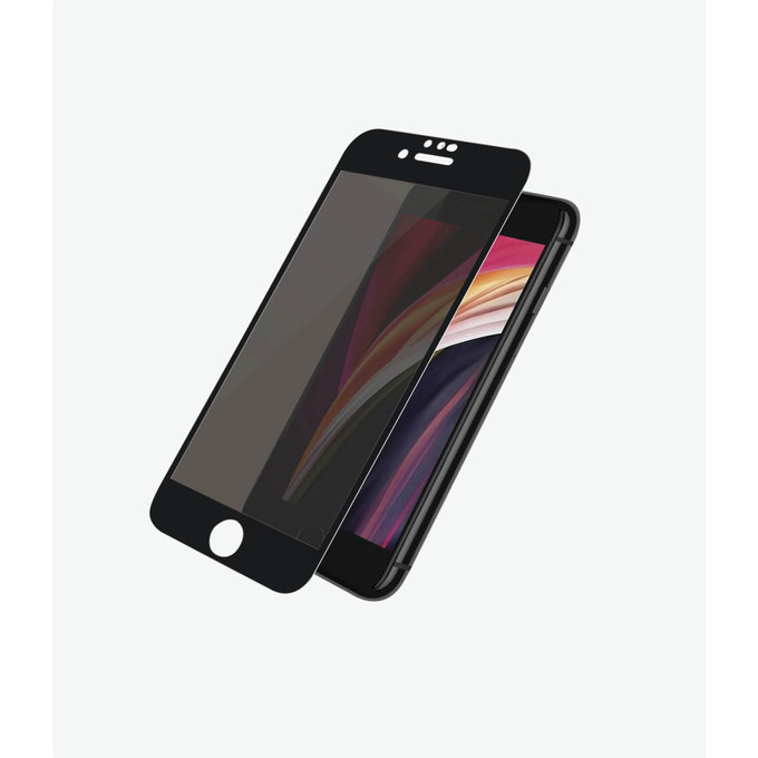 Szklo hartowane do iPhone 6, 6s, 7, 8, SE 2020, SE 2022, Privacy Case Friendly, Czarny, Black, PanzerGlass