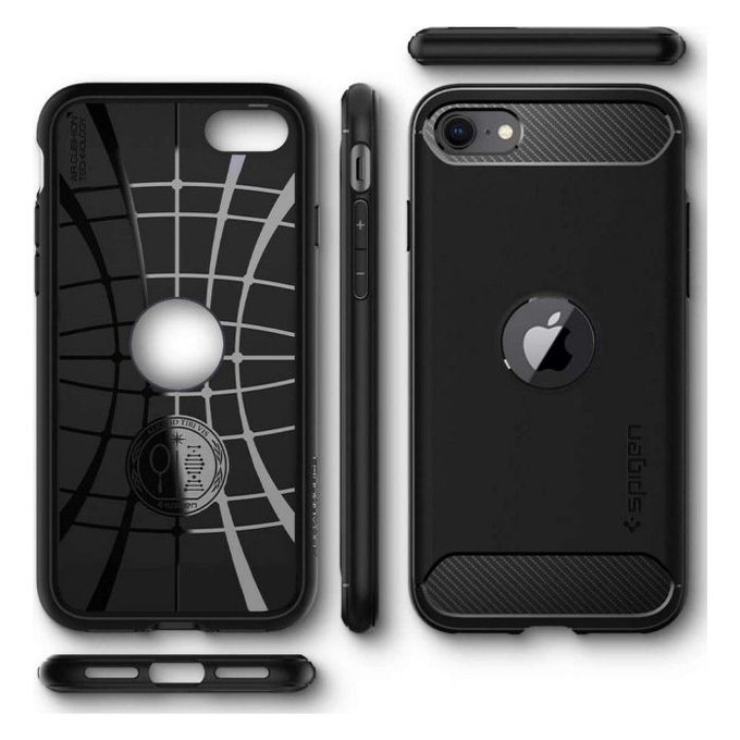 Etui do iPhone SE 2020, SE 2022, Rugged Armor, Czarny, Black, Spigen