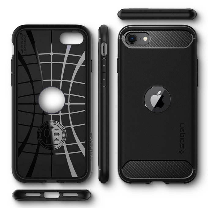 Etui do iPhone SE 2020, SE 2022, Rugged Armor, Czarny, Black, Spigen