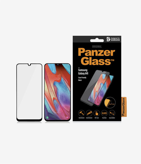 Szklo hartowane do Samsung A41, Case Friendly, Czarny, Black, PanzerGlass