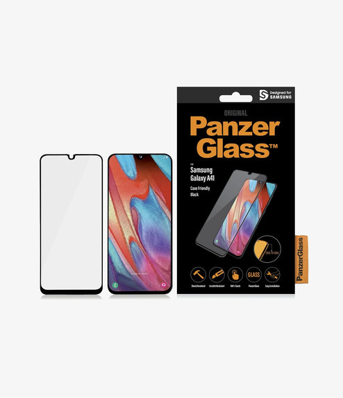 Szklo hartowane do Samsung A41, Case Friendly, Czarny, Black, PanzerGlass