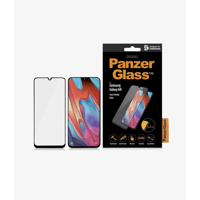Szklo hartowane do Samsung A41, Case Friendly, Czarny, Black, PanzerGlass