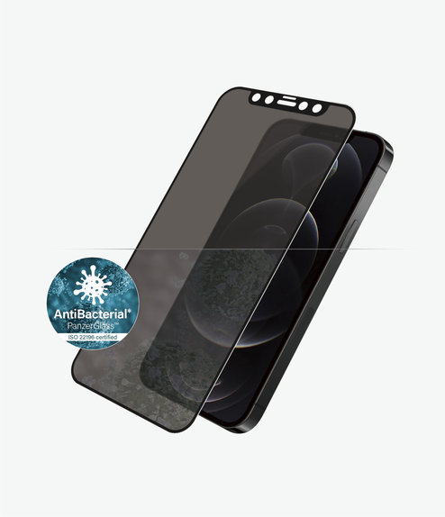 Szklo hartowane do iPhone 12, 12 Pro, Privacy Case Friendly AB, Czarny, Black, PanzerGlass