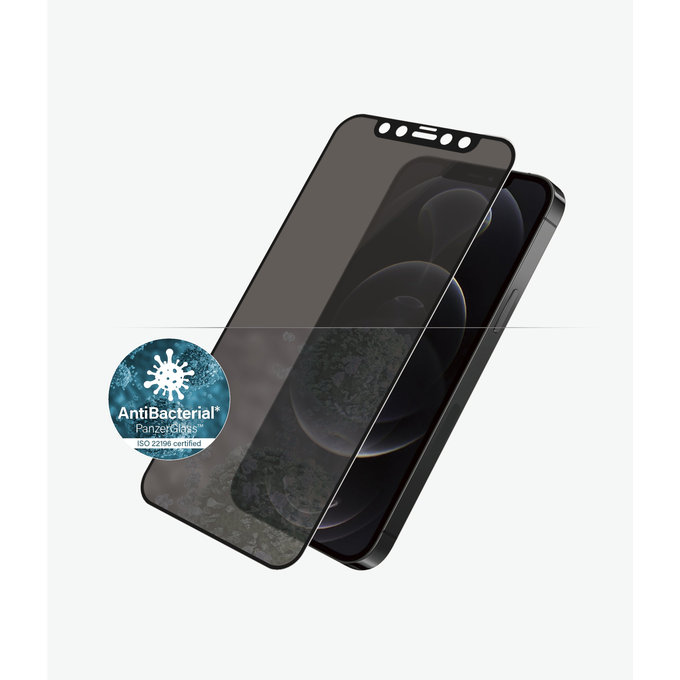 Szklo hartowane do iPhone 12, 12 Pro, Privacy Case Friendly AB, Czarny, Black, PanzerGlass
