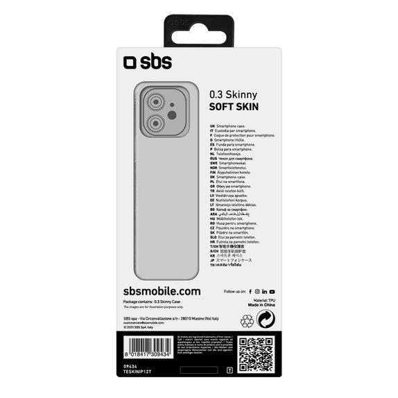 Etui do iPhone 12 mini, Skinny, Przezroczysty, Transparent, SBS