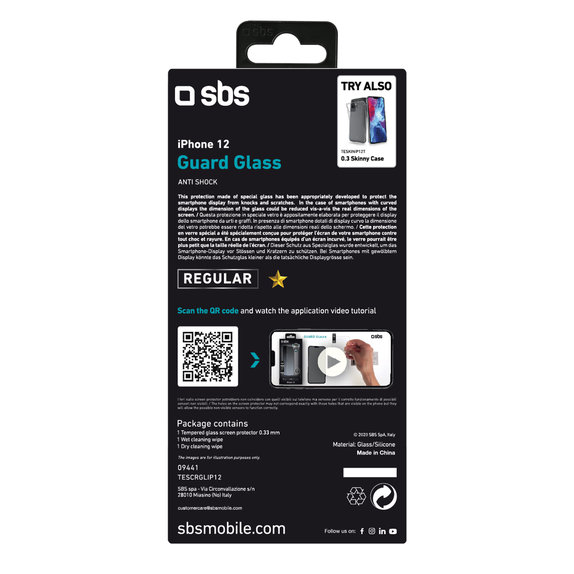 Szklo hartowane do iPhone 12 mini, Przezroczysty, Transparent, SBS