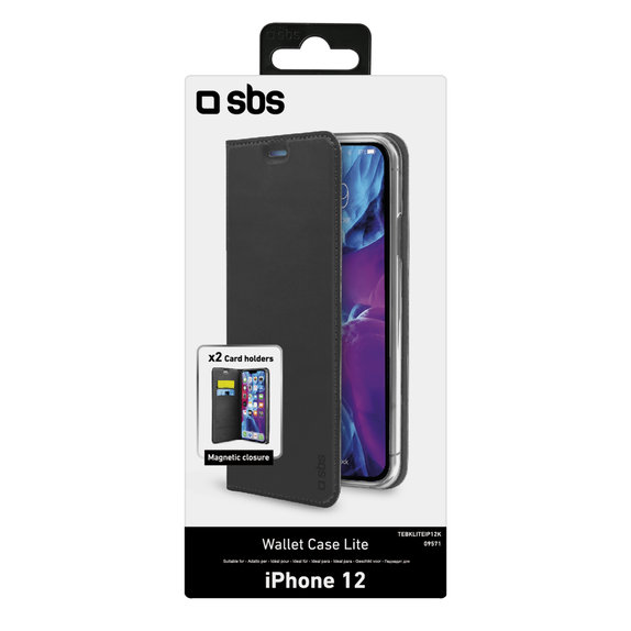 Etui do iPhone 12 mini, Book Wallet Lite, Czarny, Black, SBS