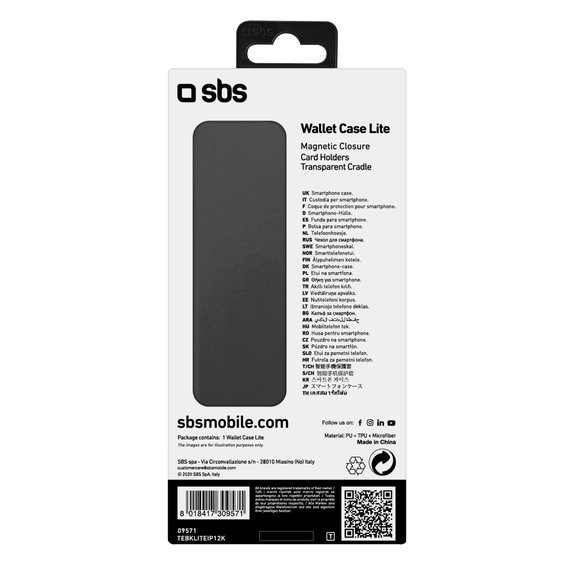 Etui do iPhone 12 mini, Book Wallet Lite, Czarny, Black, SBS