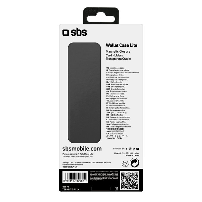 Etui do iPhone 12 mini, Book Wallet Lite, Czarny, Black, SBS