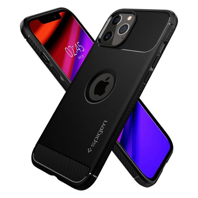 Etui do iPhone 12, 12 Pro, Rugged Armor, Czarny, Black, Spigen