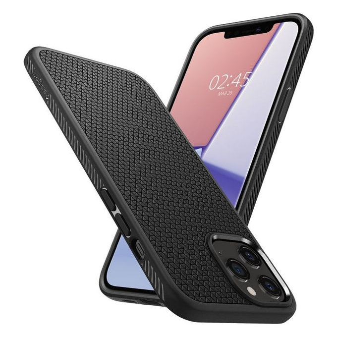 Etui do iPhone 12, 12 Pro, Liquid Air, Czarny, Black, Spigen