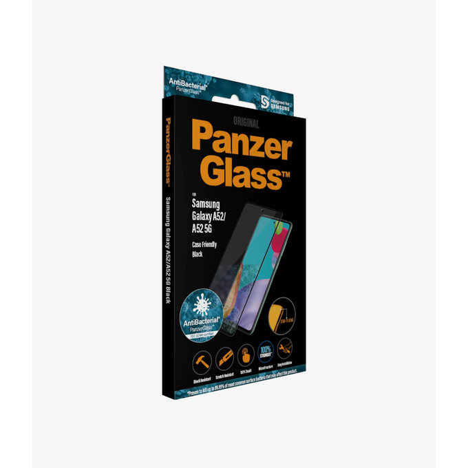 Szklo hartowane do Samsung A52, A52 5G, A52s, A53 5G, Case Friendly AB, Czarny, Black, PanzerGlass