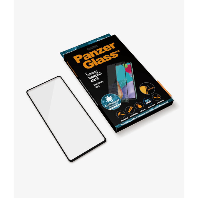 Szklo hartowane do Samsung A52, A52 5G, A52s, A53 5G, Case Friendly AB, Czarny, Black, PanzerGlass