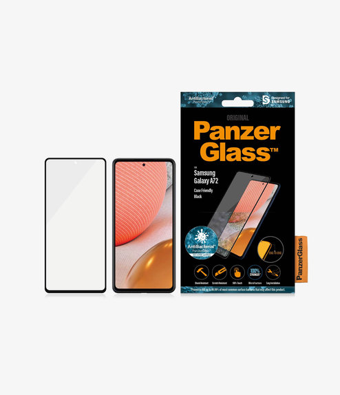 Szklo hartowane do Samsung A72, Case Friendly AB, Czarny, Black, PanzerGlass