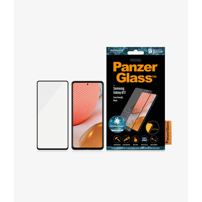 Szklo hartowane do Samsung A72, Case Friendly AB, Czarny, Black, PanzerGlass