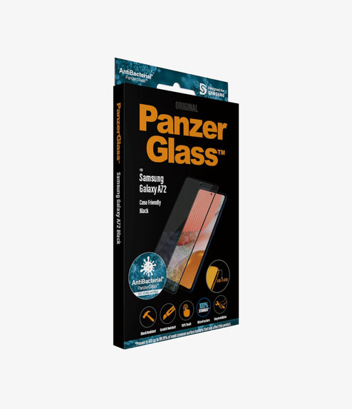 Szklo hartowane do Samsung A72, Case Friendly AB, Czarny, Black, PanzerGlass