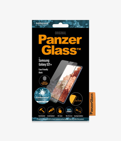 Szklo hartowane do Samsung S21+, Fingerprint komp., Full Cover, Czarny, Black, PanzerGlass