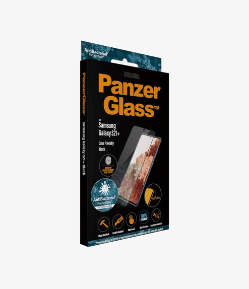 Szklo hartowane do Samsung S21+, Fingerprint komp., Full Cover, Czarny, Black, PanzerGlass