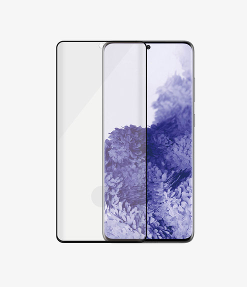 Szklo hartowane do Samsung S21 Ultra, Fingerprint komp., Case Friendly AB, Czarny, Black, PanzerGlass