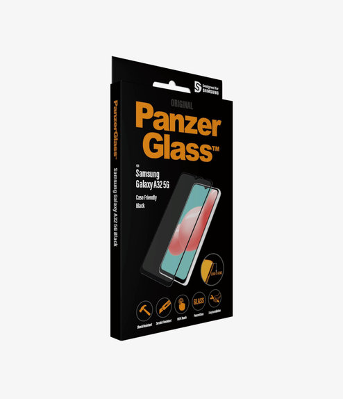 Szklo hartowane do Samsung A32 5G, Case Friendly, Czarny, Black, PanzerGlass