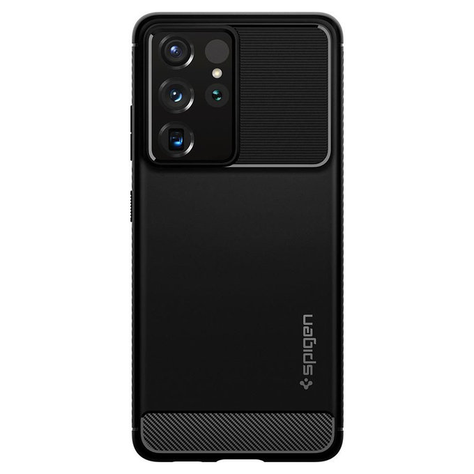 Etui do Samsung S21 Ultra, Rugged Armor, Czarny, Black, Spigen