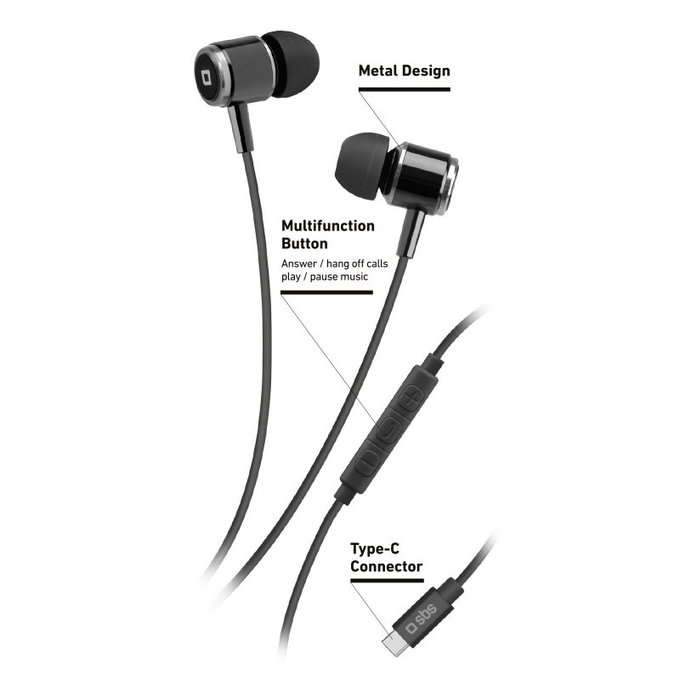 Słuchawki Studio Mix 100C z mikrofonem, USB-C, czarny, black, SBS