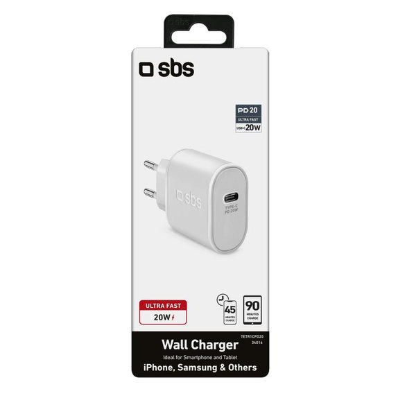 Ladowarka 20W USB-C, Biały, White, SBS