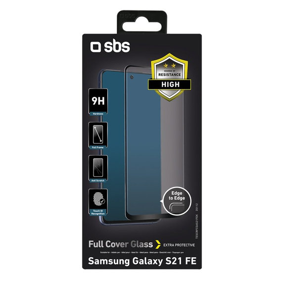 Szklo hartowane do Samsung S21 FE, Czarny, Black, Full Cover, SBS