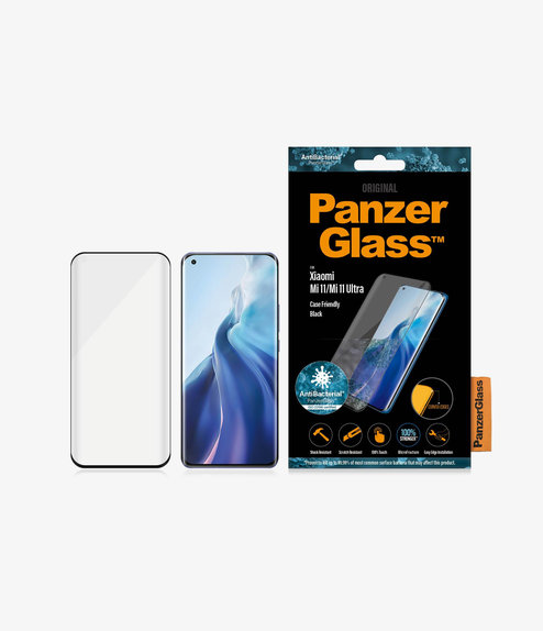 Szklo hartowane do Xiaomi Mi 11, Mi 11 Ultra, Case Friendly AB, Czarny, Black, PanzerGlass