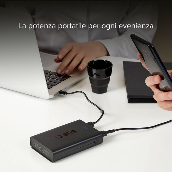 PowerBank 20 000 mAh, 2x USB, 2,1A, czarny, black, SBS