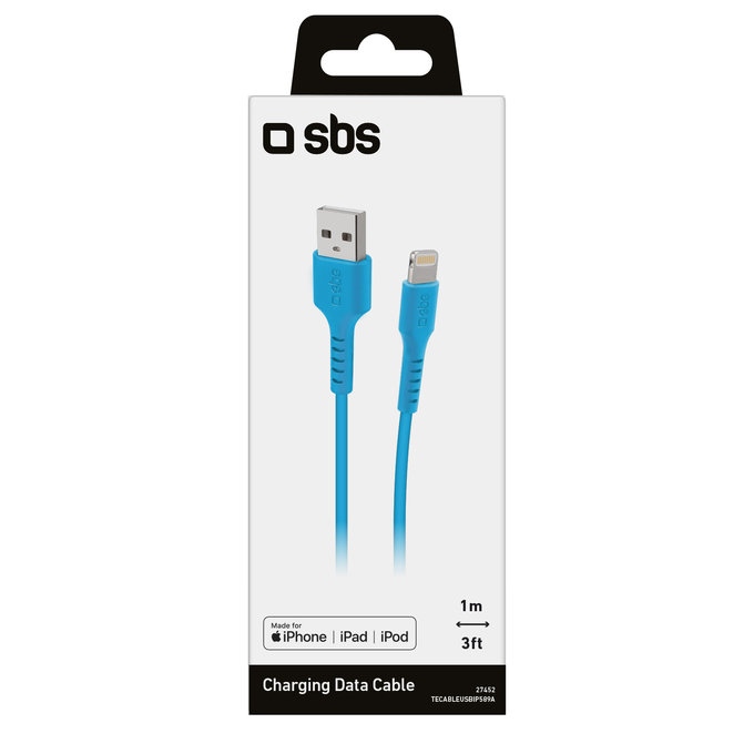 Kabel Lightning / USB (1m), niebieski, blue, SBS