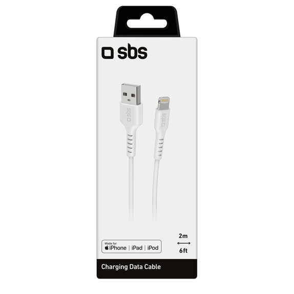 Kabel Lightning / USB (2m), Biały, White, SBS