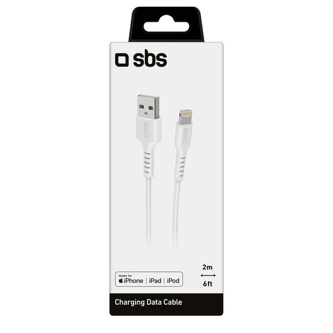 Kabel Lightning / USB (2m), Biały, White, SBS