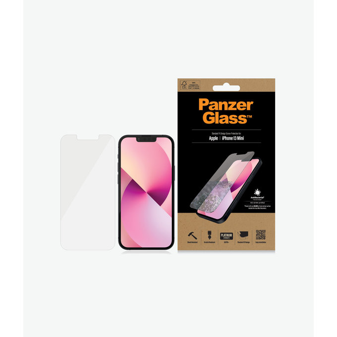 Szklo hartowane do iPhone 13 mini, Standard Fit AB, Przezroczysty, Transparent, PanzerGlass