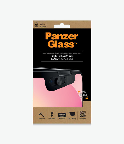Szklo hartowane do iPhone 13 mini, Case Friendly CamSlider AB, Czarny, Black, PanzerGlass