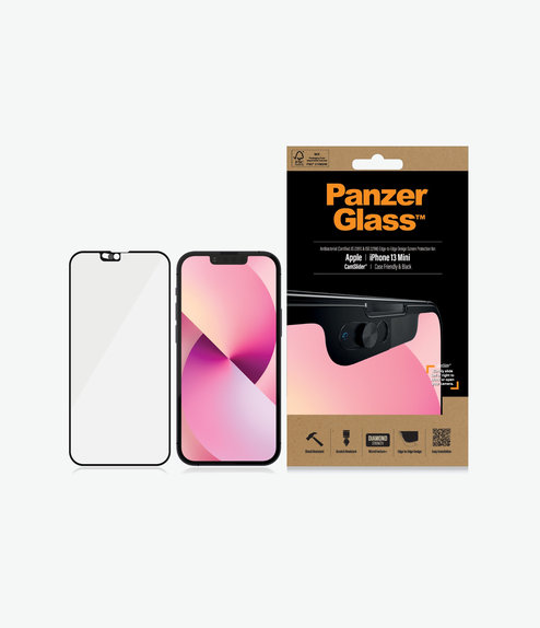 Szklo hartowane do iPhone 13 mini, Case Friendly CamSlider AB, Czarny, Black, PanzerGlass